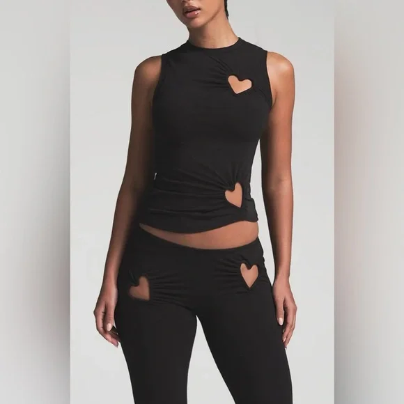 SKIMS - Valentines Heart Cotton Blend Jersey Set Small Top & XS Pants - Picture 1 of 11